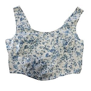 Womens Floral Milkmaid Babydoll Crop Top Fits S Cottagecore Coquette